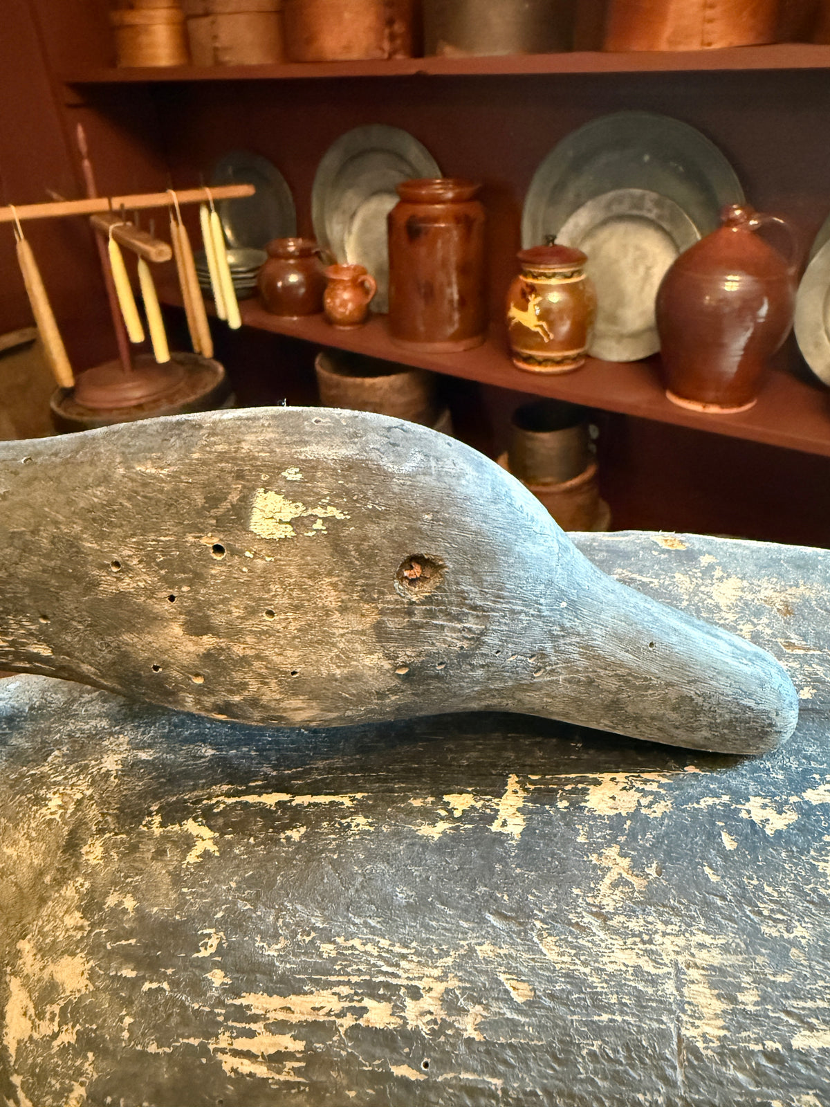 Large Antique Goose Decoy ~ 20” long (28” long with head extended)