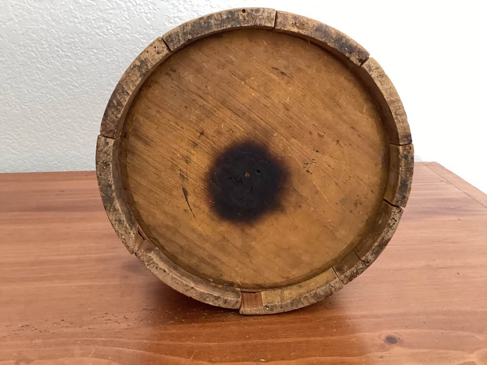 Mid to Late 1800s Wooden Firkin Bucket