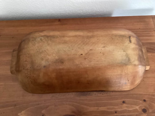 Late 19th Century to Early 20th Century Trench/Dough Bowl with Wooden Scoop/ Paddle