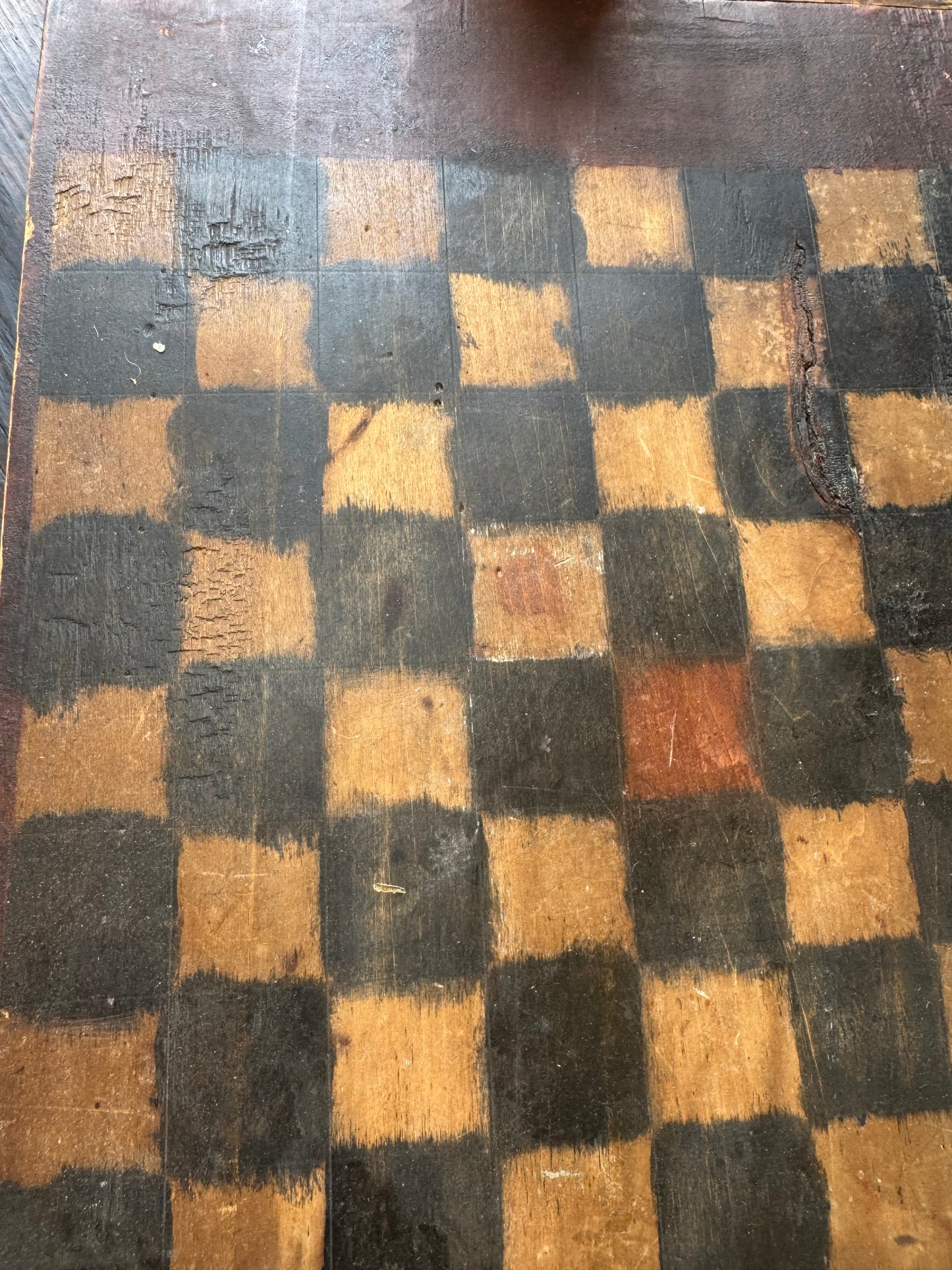 Antique Signed Checkerboard Breadboard Ends