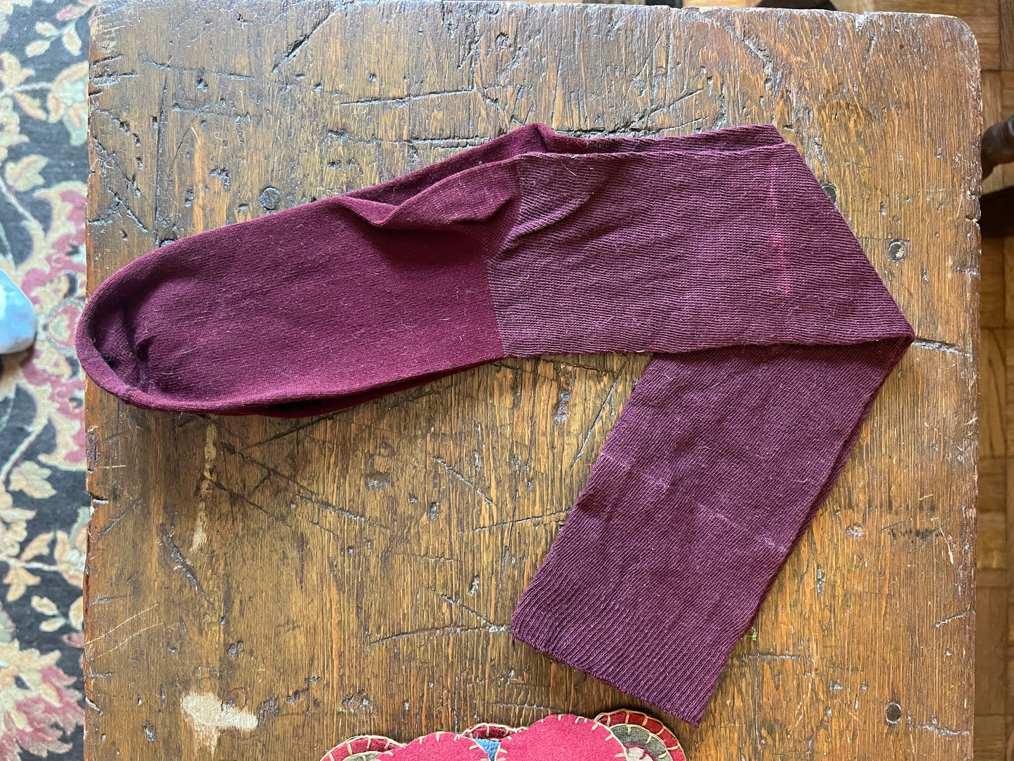 Burgundy Knit Stockings, c. 1890–1920