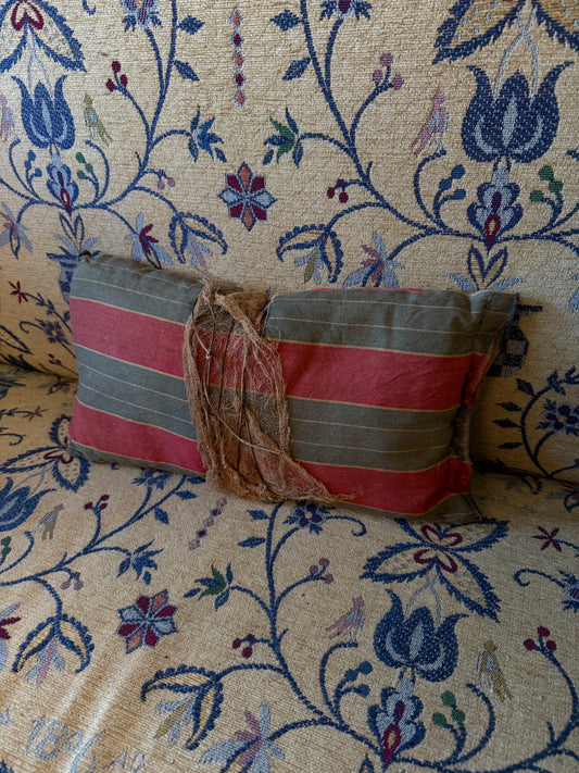 Red/Blue Striped Straw Pillow