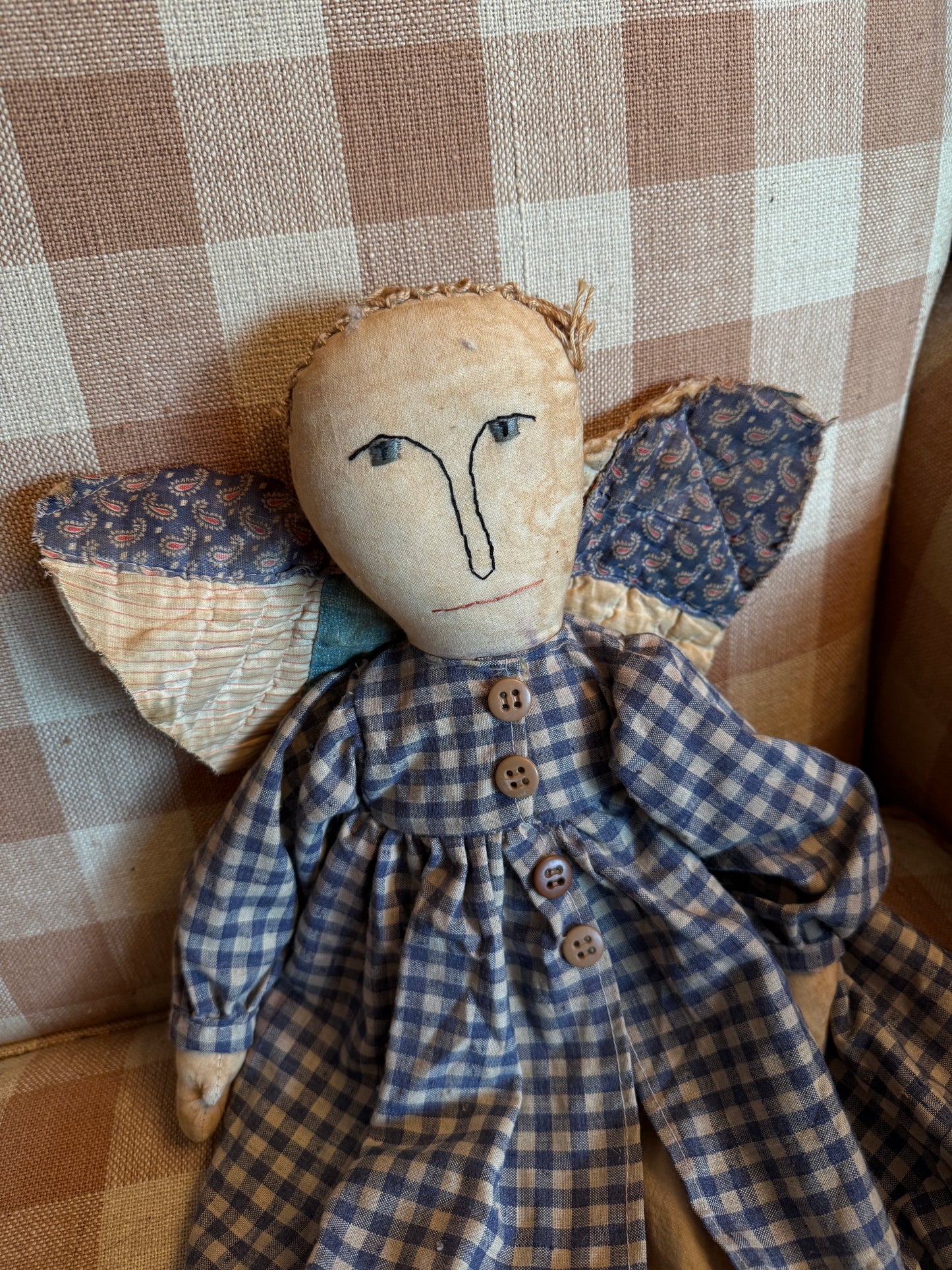 Primitive Gingham Angel Doll