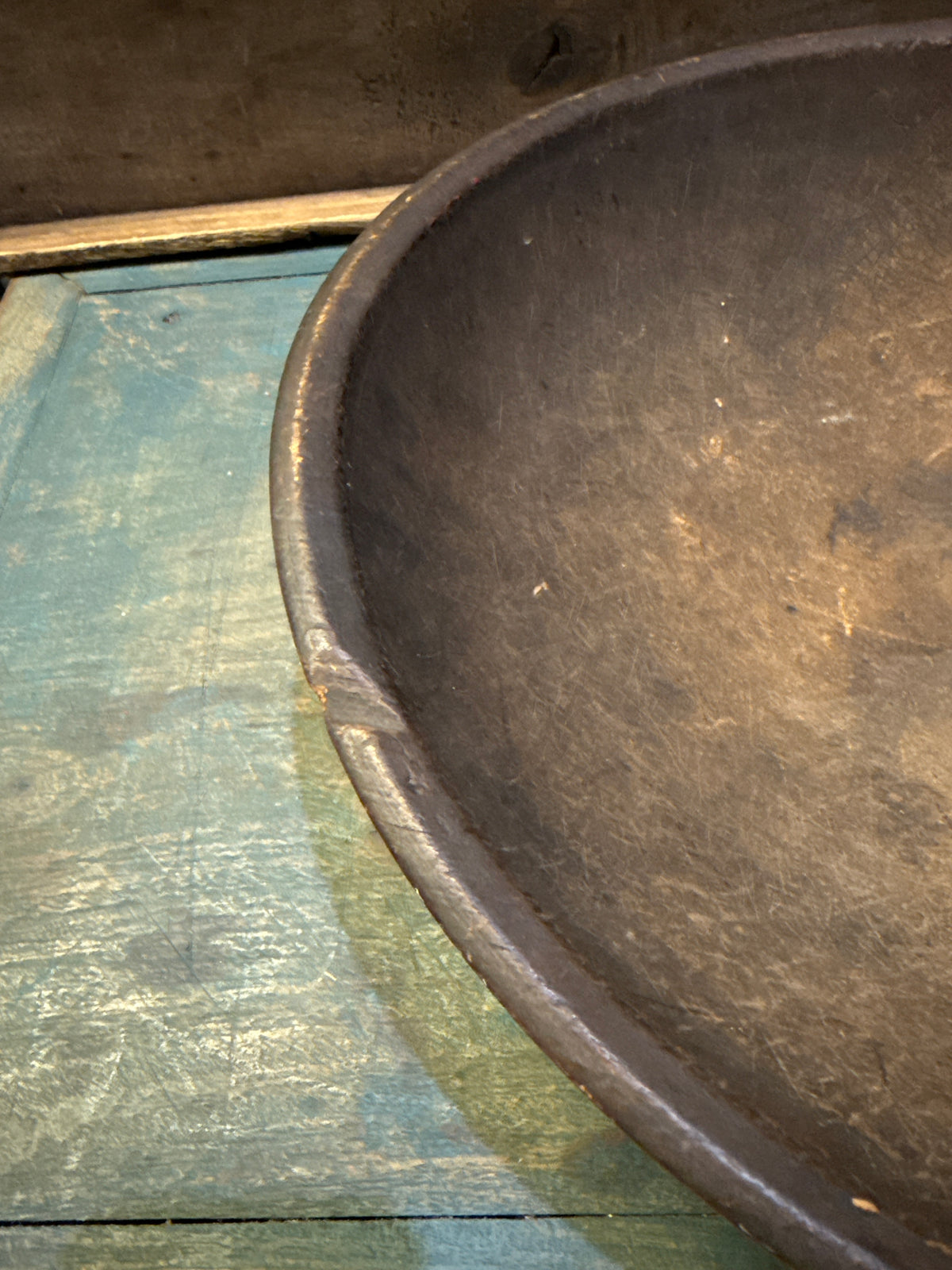 Early Wooden Bowl 15” ~ Nice Dark Patina (D)