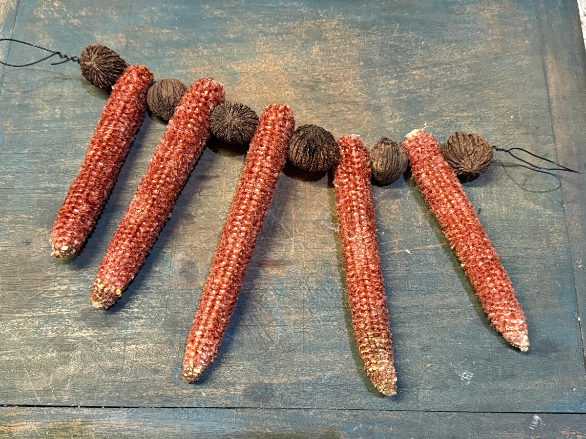 Corn Cob & Walnut Garland - 18”