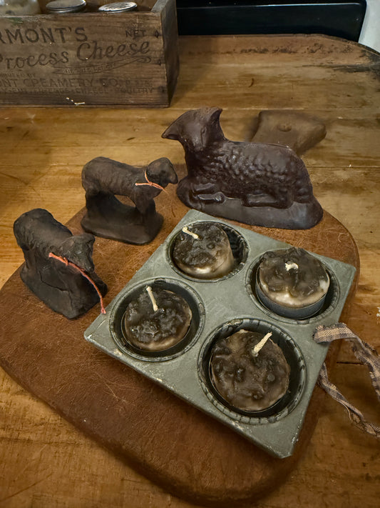 Beeswax Sheep and Mini Candle Tin with Candles