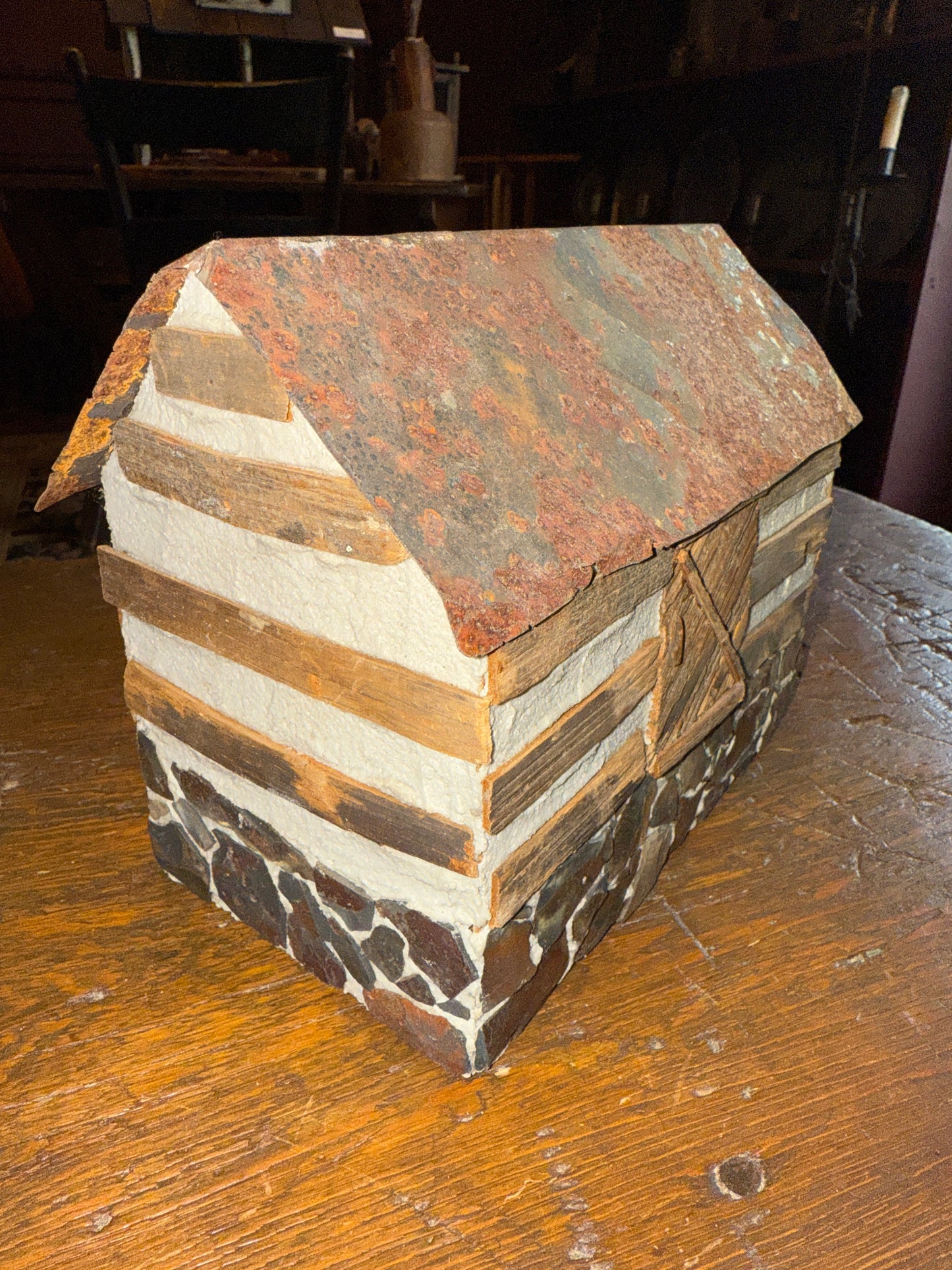 Handcrafted Folk Art Log Cabin