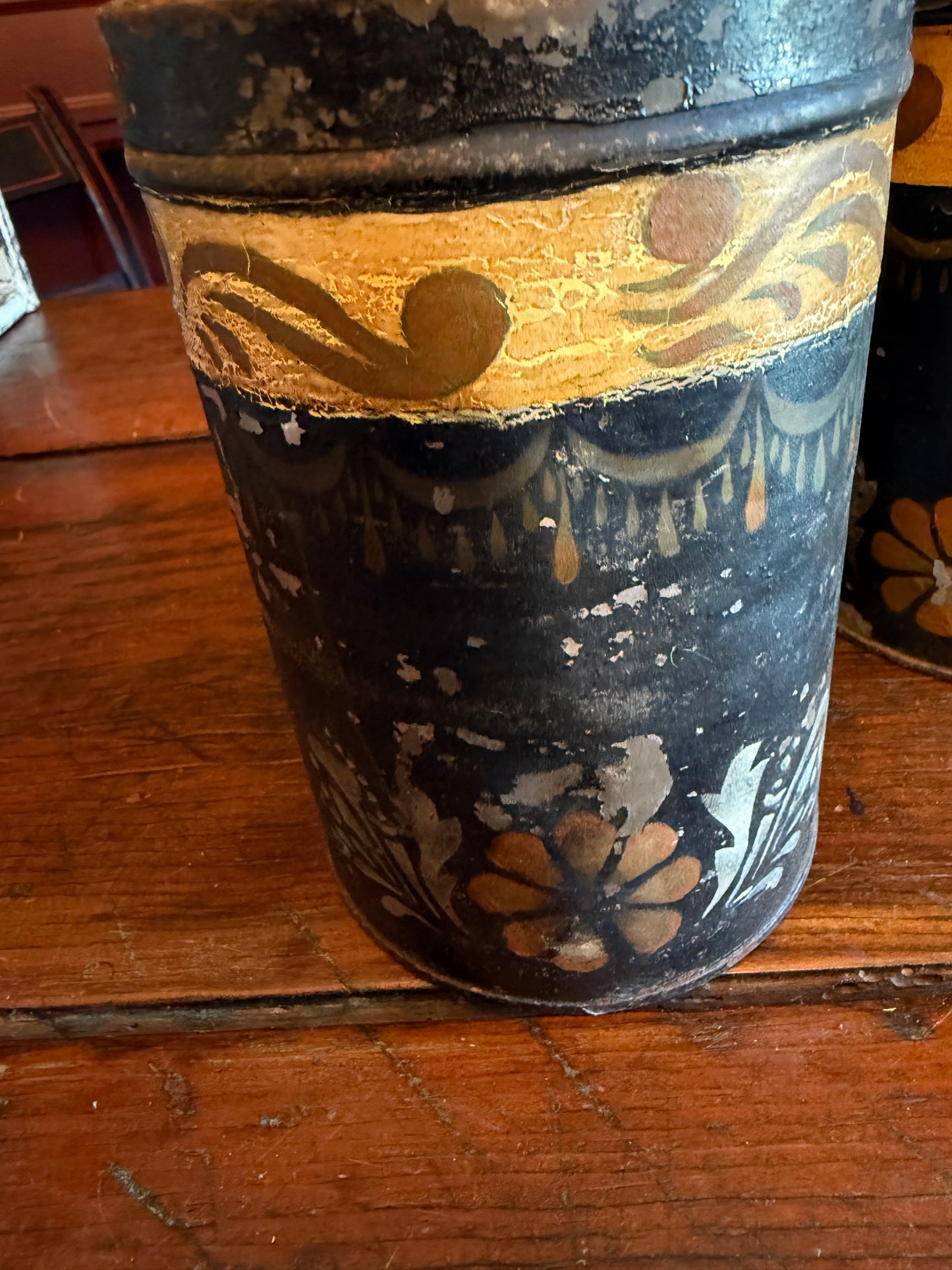 Mid-1800s Toleware Canisters - Set of 2