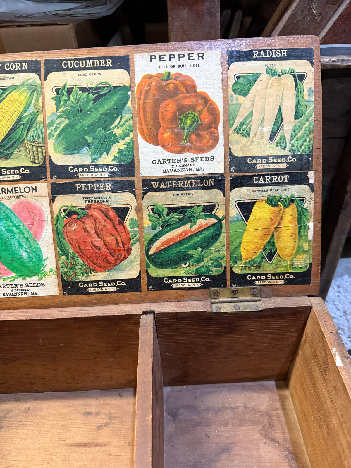 Antique Wooden Seed Box with Original Seed Labels