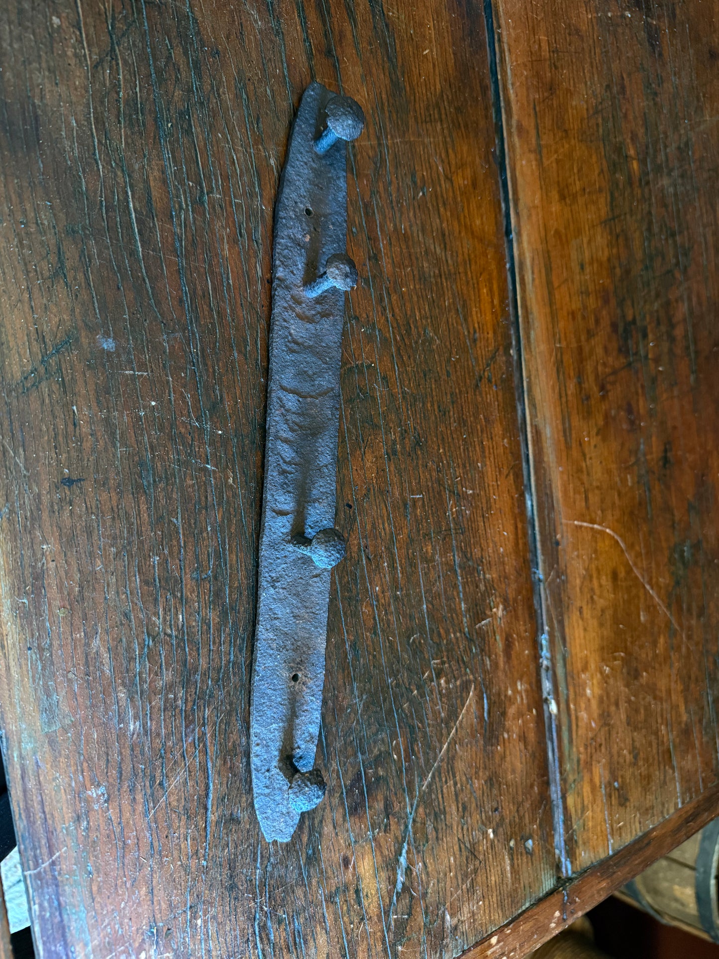 Late 1700s-Early 1800s Hand-Forged Wrought Iron Hook Rack