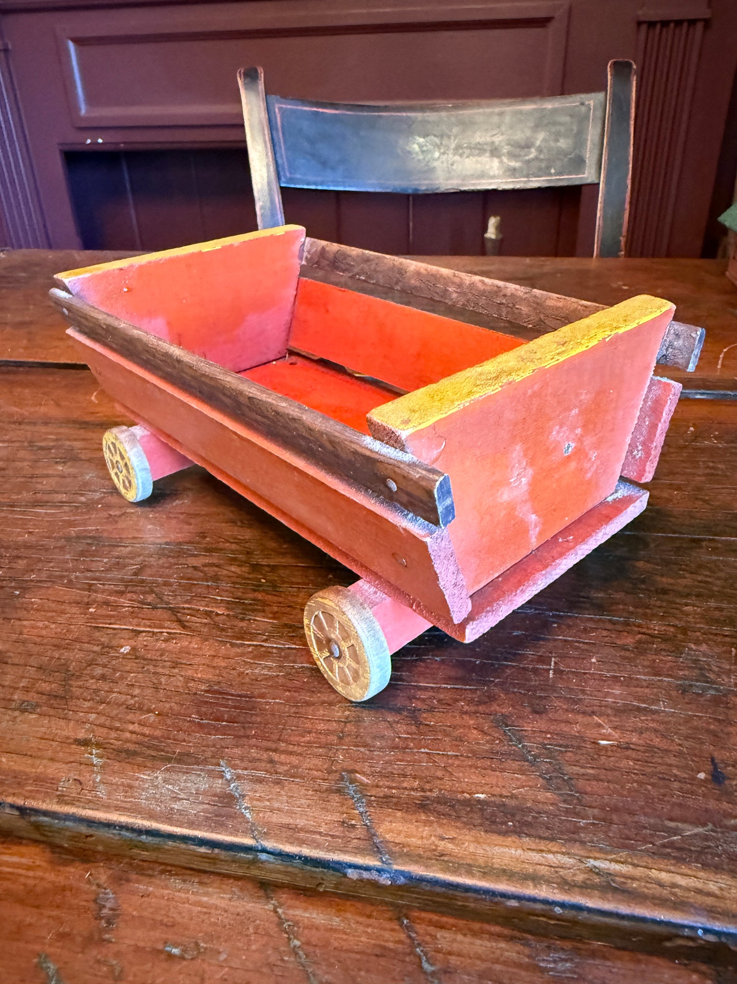 Painted Folk Art Toy Cart