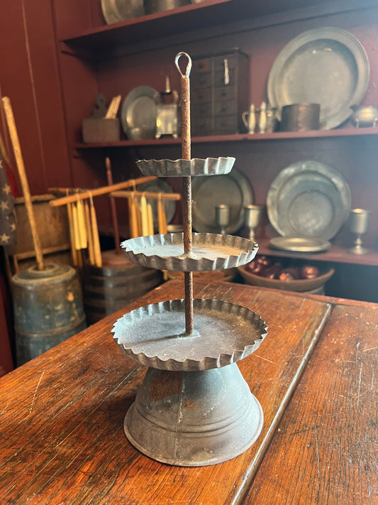 3-Tier Antique Tin Stand
