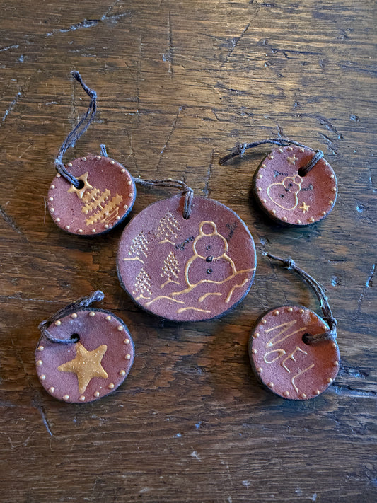 Set of 5 Clay Christmas Ornaments