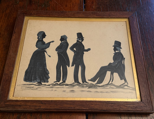 Very Early - Late 1700s-early 1800s Hand-Cut Paper Silhouette - Hand Planed, Early Square Nails