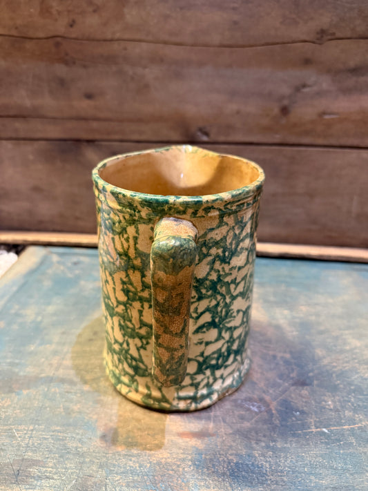 Antique Green Spongeware Pitcher