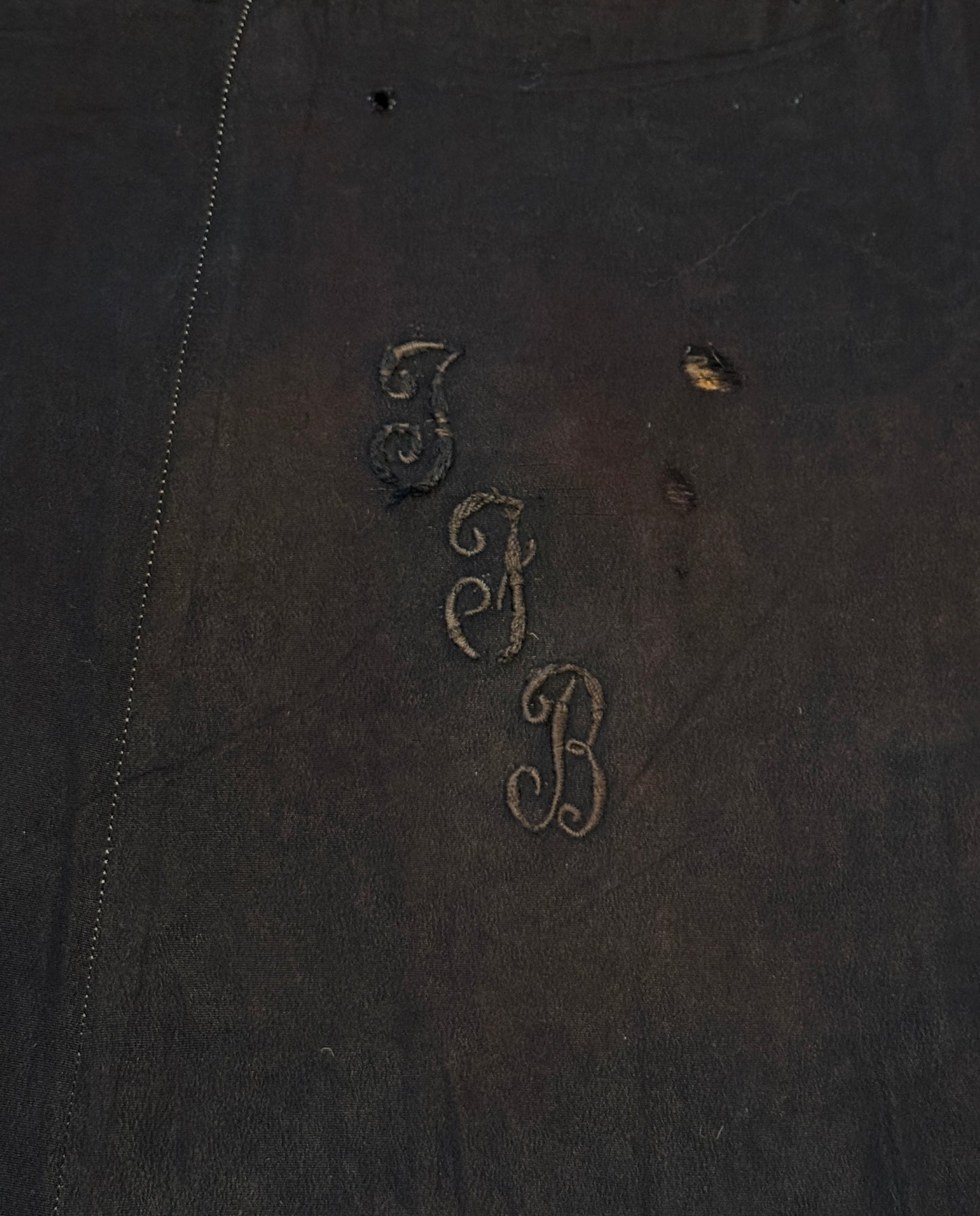 Antique Hooked Rug Tulip Urn with Handstitched Initials on Back