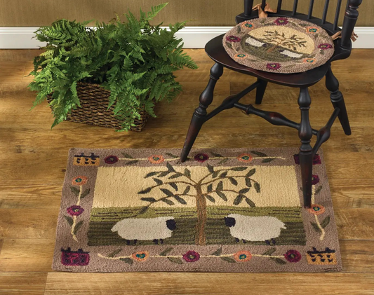 Sheep & Willow Hooked Rug