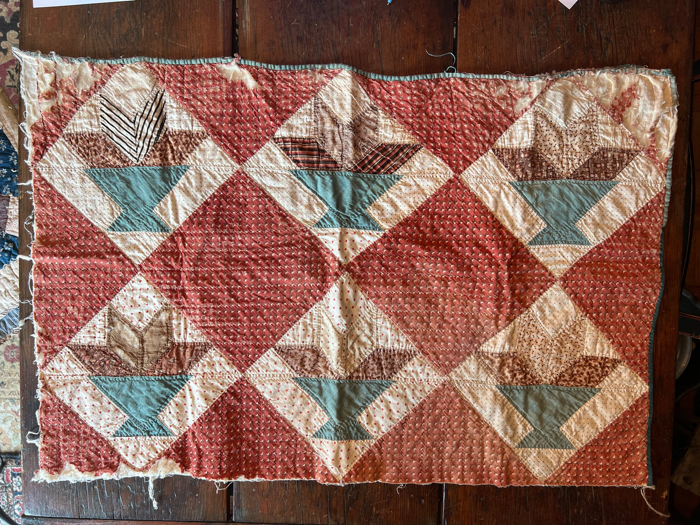Basket pattern quilt fragment, c. 1860–1885