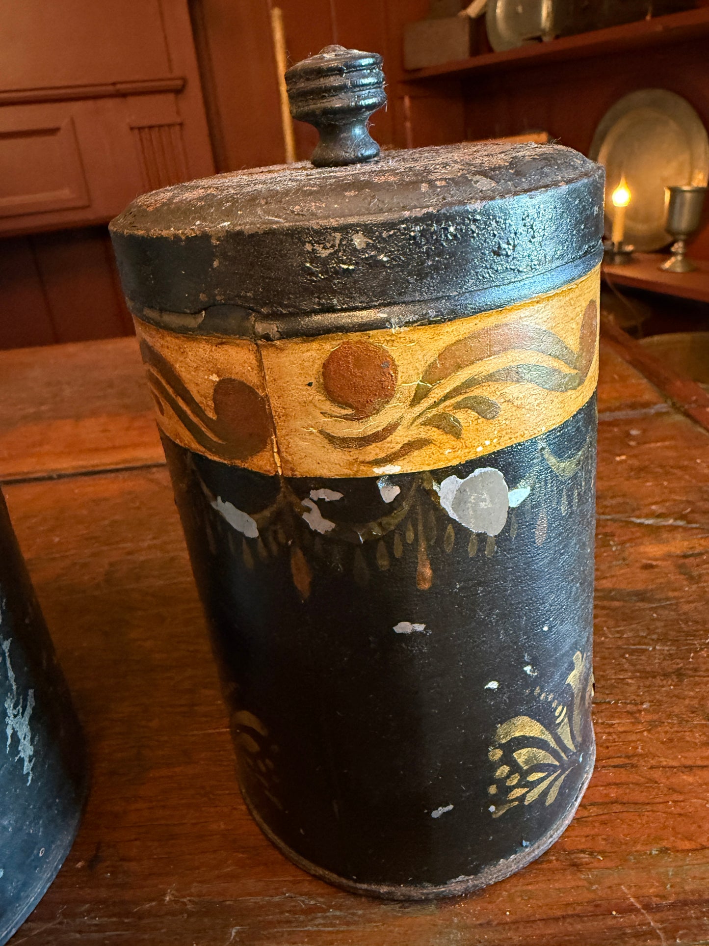 Mid-1800s Toleware Canisters - Set of 2