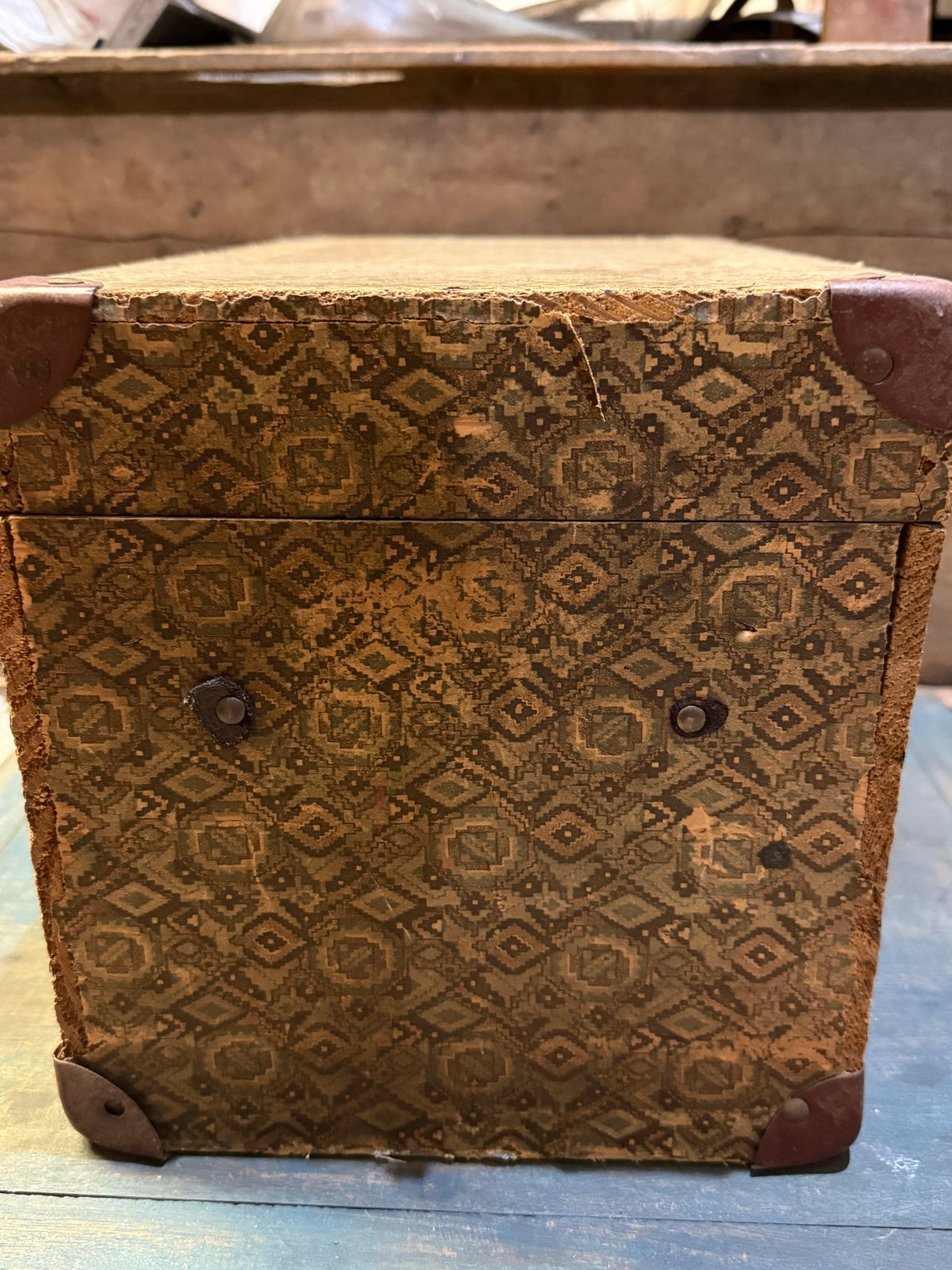 Antique Wallpaper-Covered Box