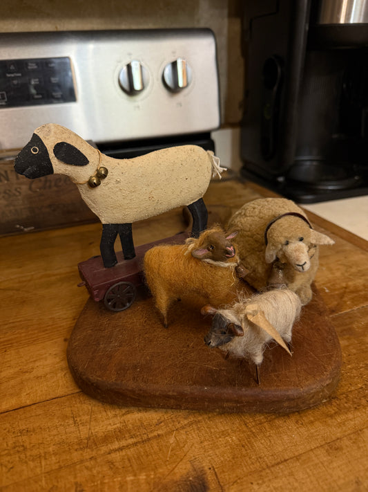 Set of 4 Folk Art Sheep