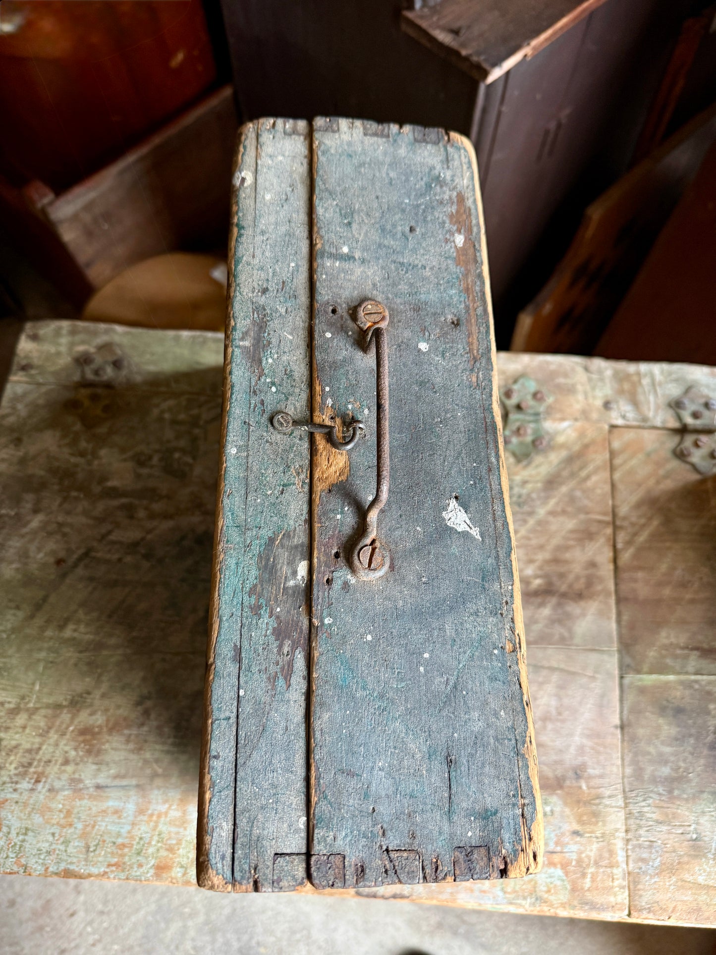 Early Document Box in Original Green Paint