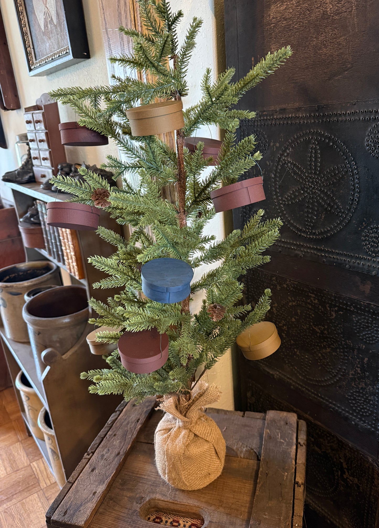 Pantry Box Ornaments - Set of 5 (Available in Colonial Blue, Rosewood or Walnut Brown)