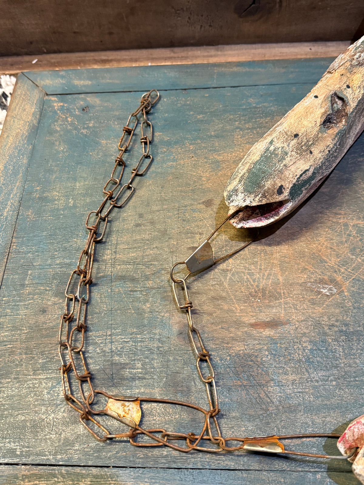 Antique Hand-Carved Fish Stringer