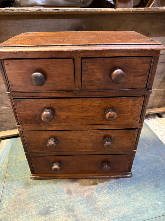 Antique Five-Drawer Tabletop Spice Chest