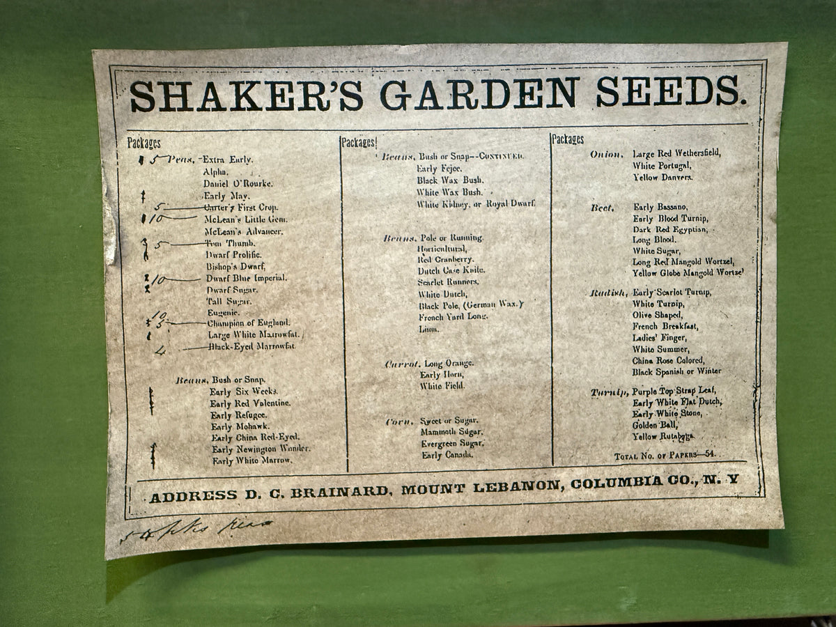 Shaker Seed Co. Advertising Reproduction Seed Box