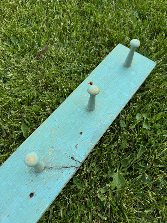 28” Robin’s Egg Blue Peg Rack - 5 Pegs