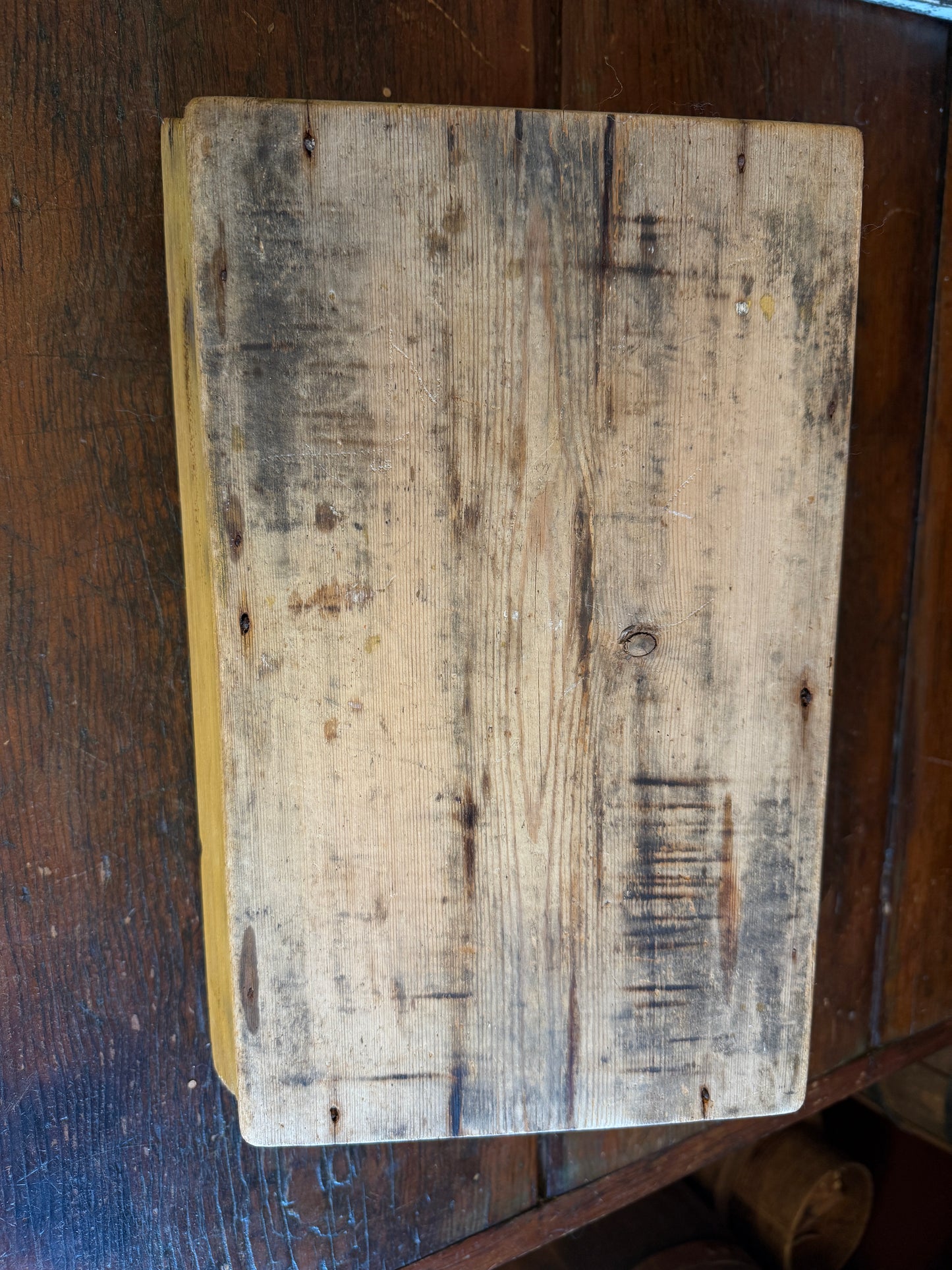 Mid to Late 1800s Divided Tote with Original Buttermilk Yellow Paint