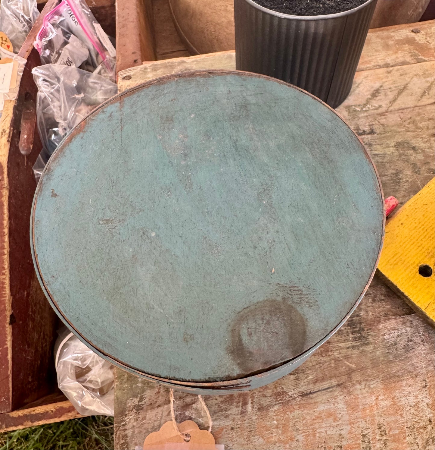 Early Large Pantry Box in Original Blue Paint