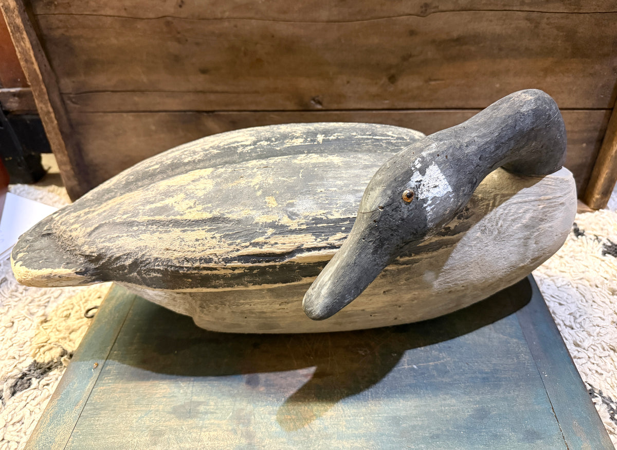 Large Antique Goose Decoy ~ 20” long (28” long with head extended)