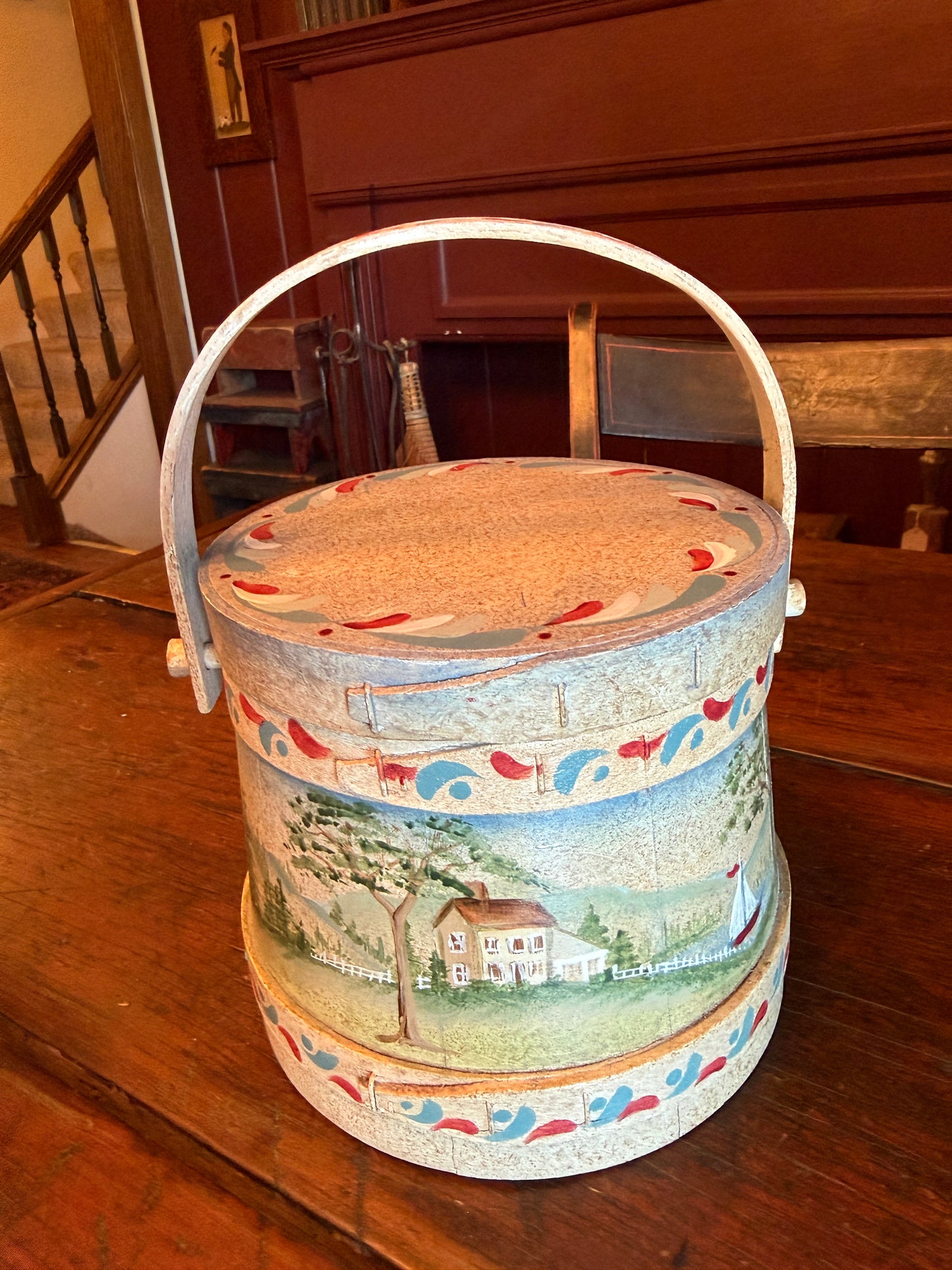 Folk Art Hand Painted Firkin