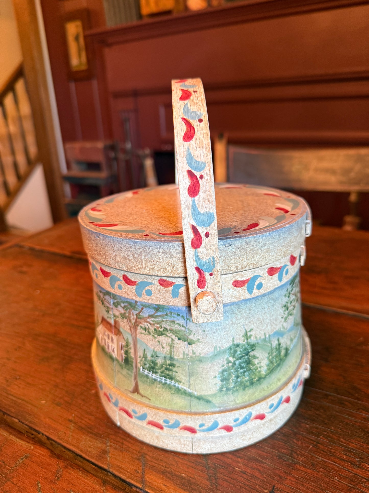 Folk Art Hand Painted Firkin