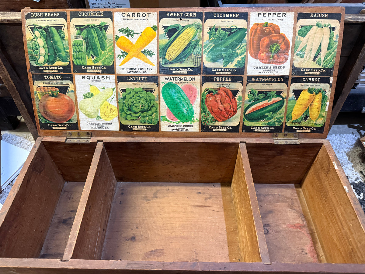 Antique Wooden Seed Box with Original Seed Labels