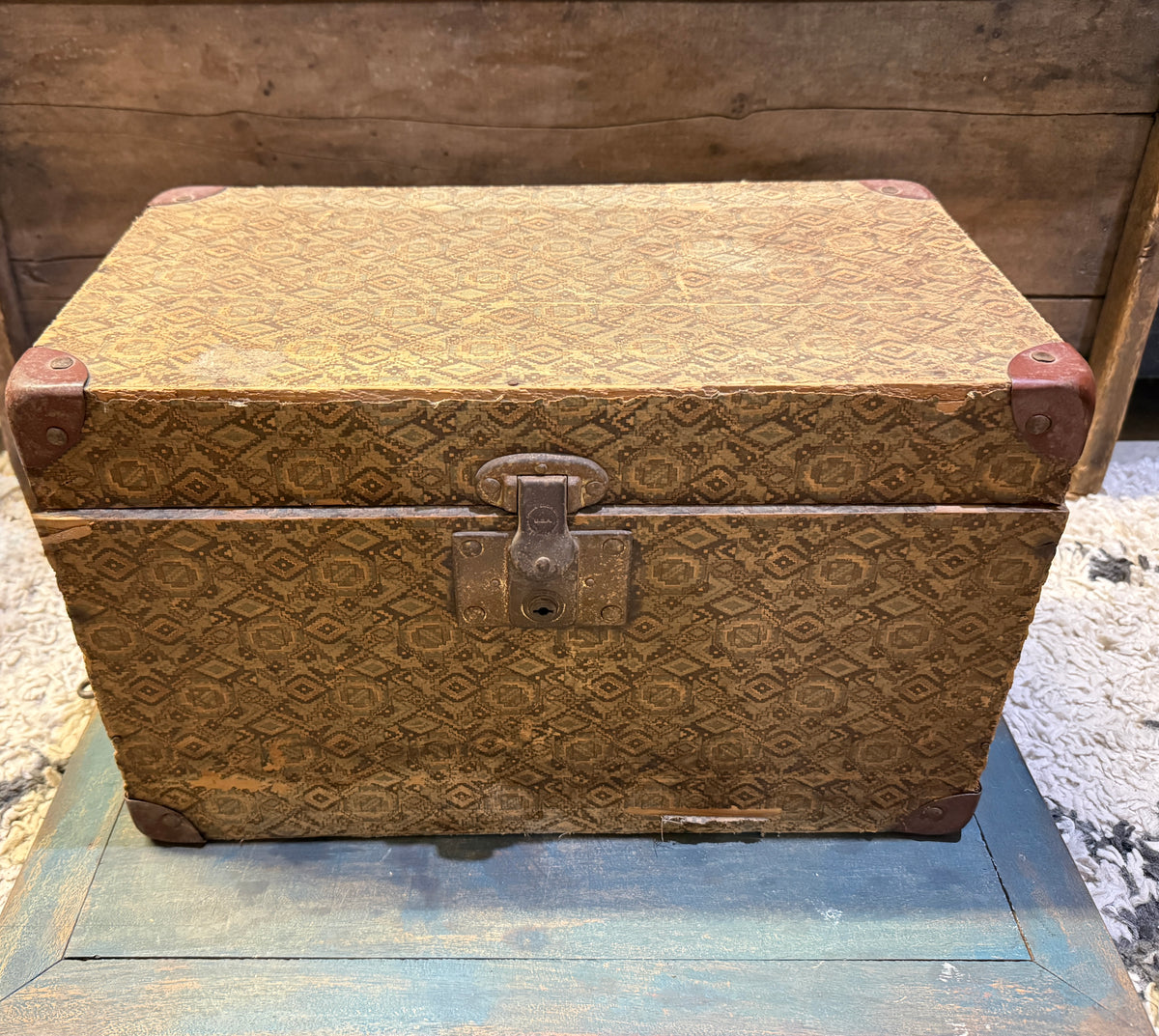 Antique Wallpaper-Covered Box