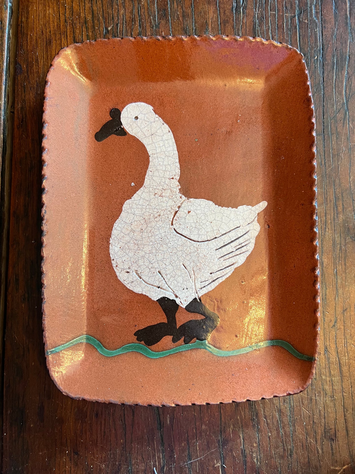 Small Goose Redware Plate by Turtle Creek Pottery