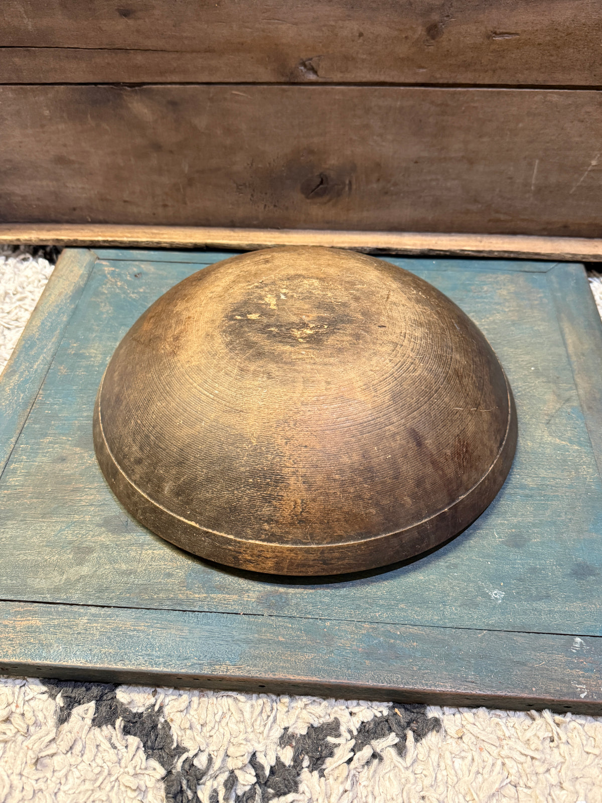 Early Wooden Bowl 13” ~ Nice Dark Patina (A)