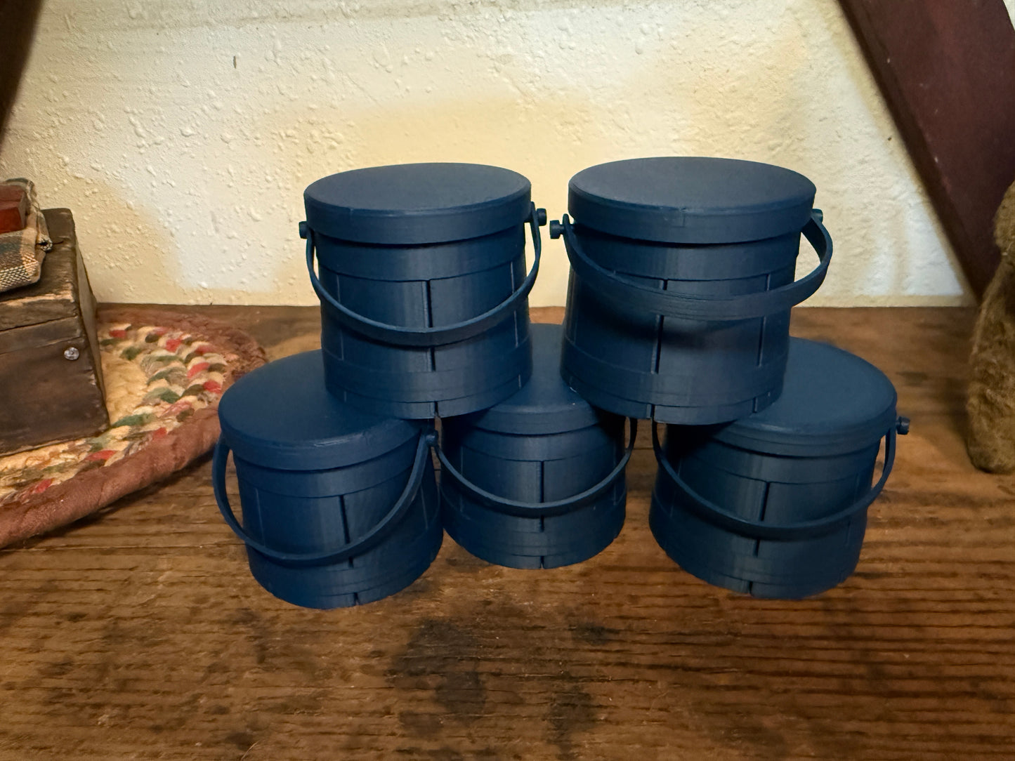 Set of 5 Firkin Ornaments (Available in Colonial Blue, Walnut, Black Walnut and Rosewood)