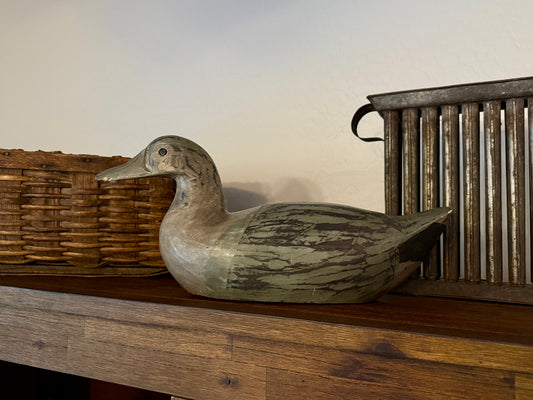 Mid-20th-Century Folk Art Duck Decoy; Hand-Carved & Original Paint