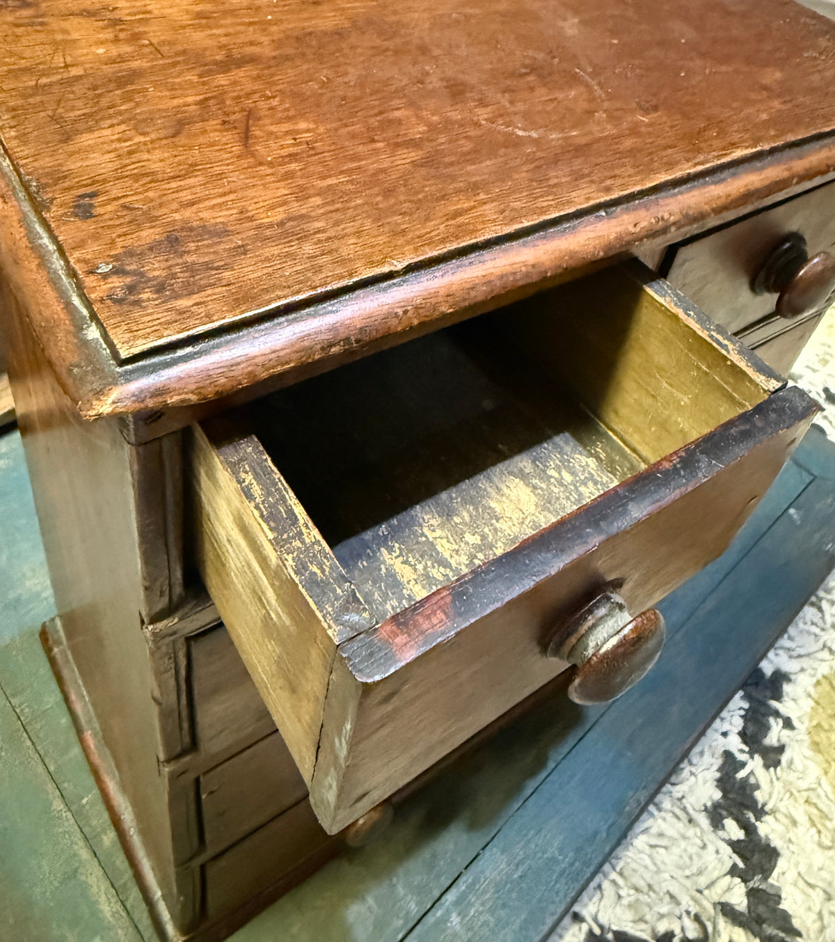 Antique Five-Drawer Tabletop Spice Chest