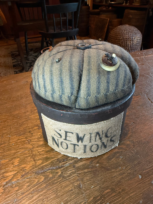 Sewing Notions Box with Pin Cushion