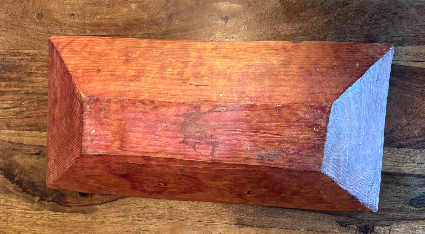 Early Hand-Hewn Trencher c. 1820–1860 with Original Dry Red Surface; red oxide wash