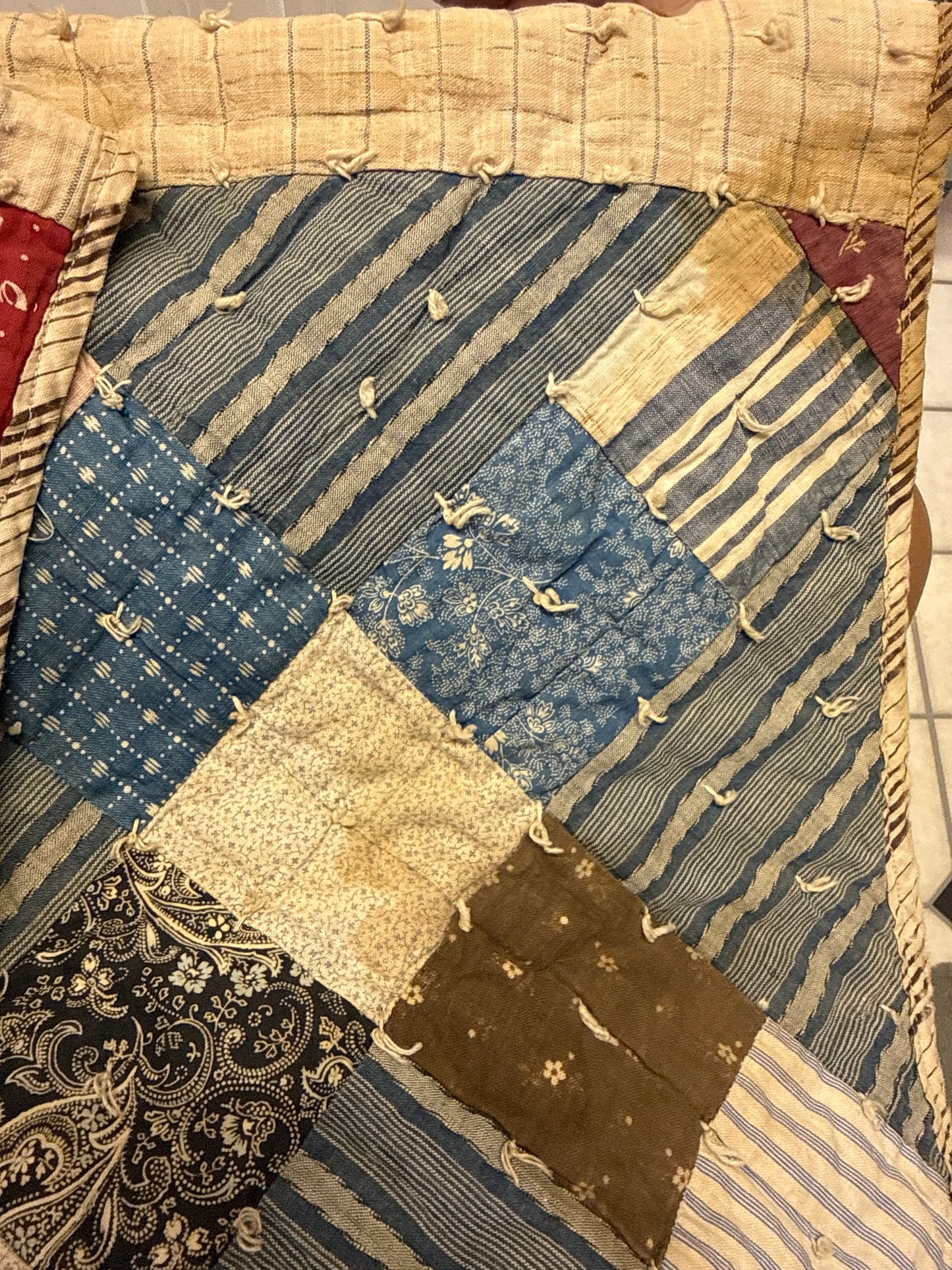 Red, White & Blue Crib Quilt ~ Late 1880s