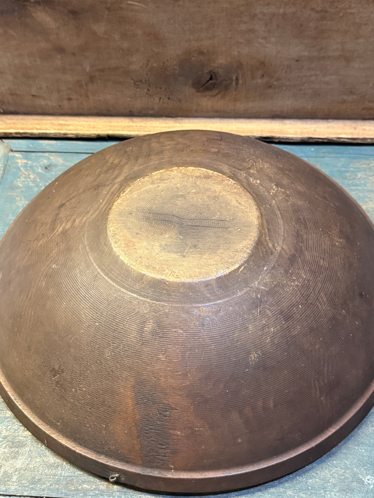Early Wooden Bowl 15” ~ Nice Dark Patina (D)