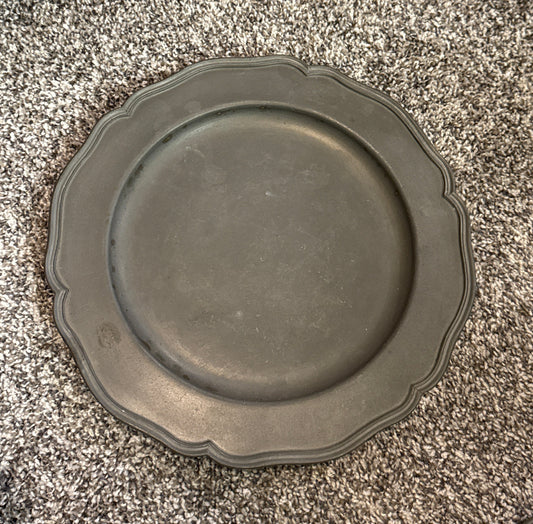 Queen Anne Style Pewter Plate (11”) (mid-1900s)