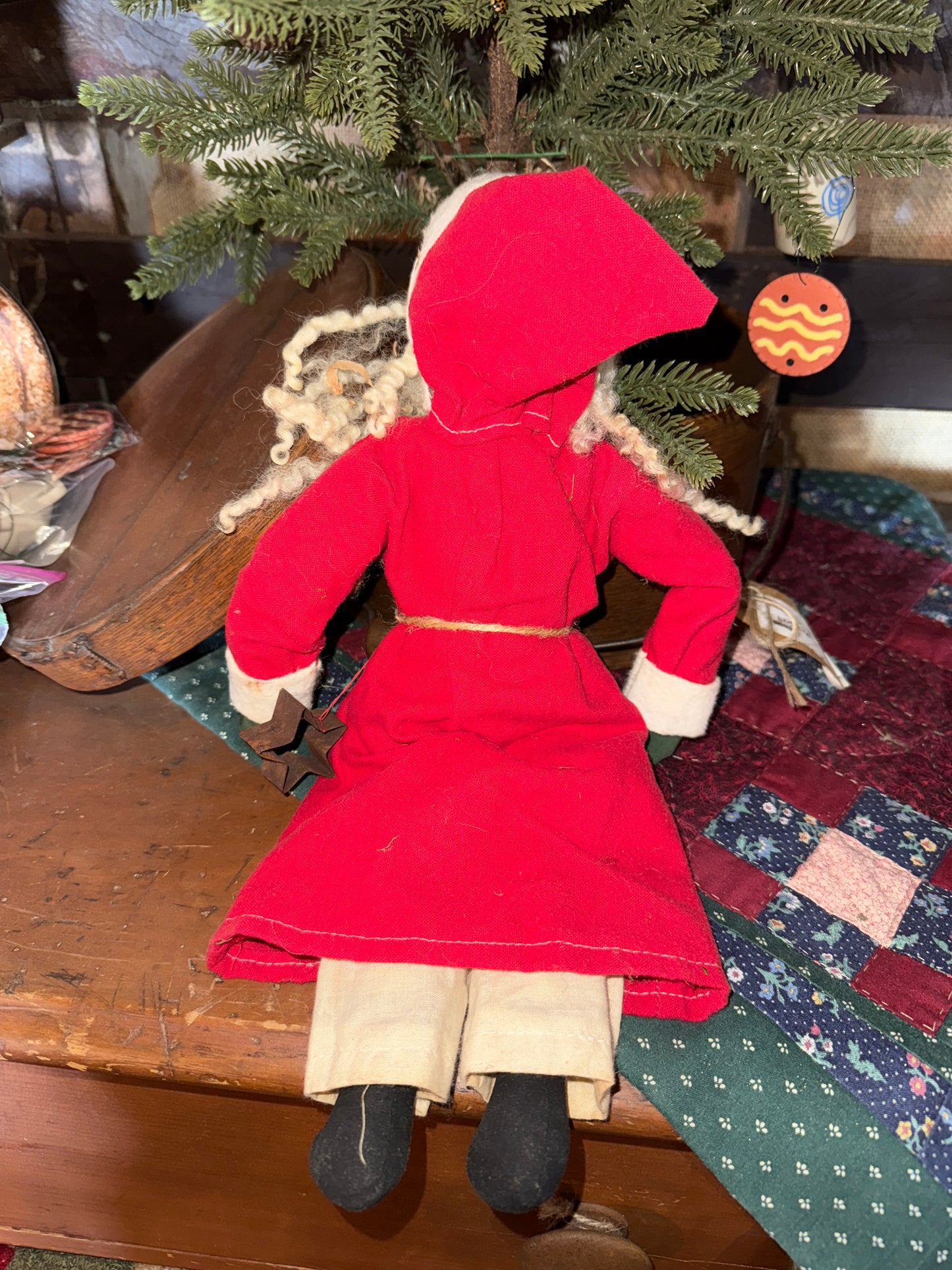 Handmade Primitive Santa with Star