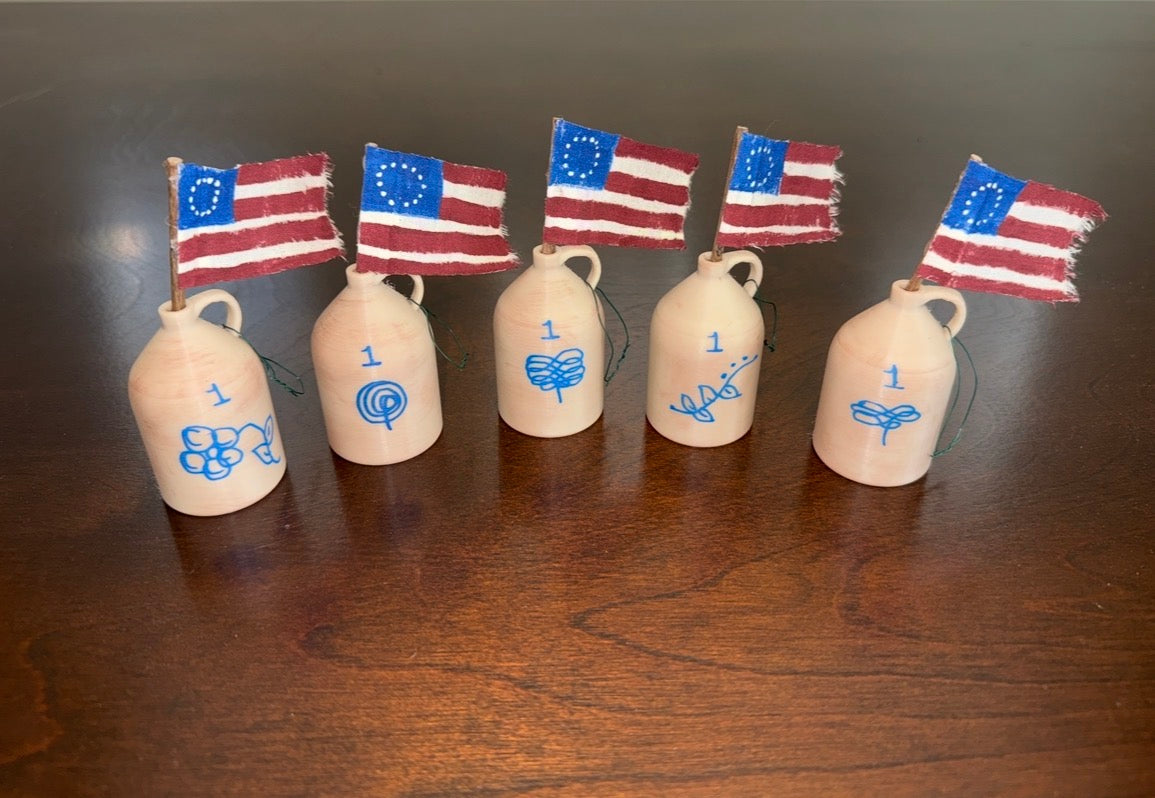 Set of 5 Jug Ornaments with Flags